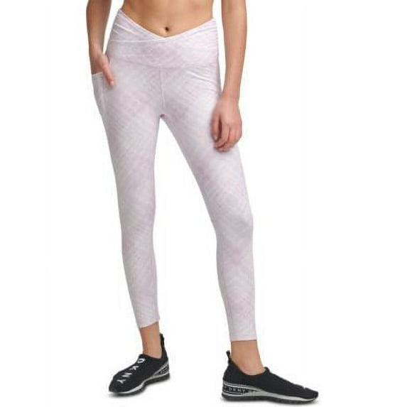 DKNY Women's Crossover Front Tie Dyed Leggings Cotton Blend White-Pink size M