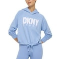 thumbnail image 1 of DKNY Women's Drawstring Hem Hoodie Blue Size Medium, 1 of 3