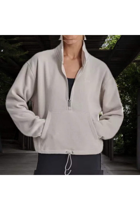 DKNY Women's Fleece Half-Zip Bungee-Hem Sweater