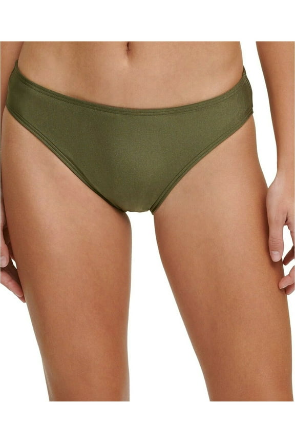 Women's Green Stretch Low-Rise Bikini Lined Full Coverage Classic Scoop Swimsuit Bottom L