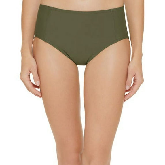 DKNY Women's Textured High Waist Bikini Bottom Swimsuit Green Size X-Large