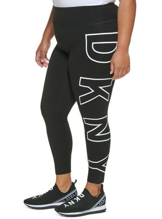 Dkny Women's Colorblocked 7/8 Length Leggings, Black/Pink, Large 