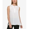 thumbnail image 1 of DKNY Women's Keyhole High Low Sleeveless Blouse White 14, 1 of 1