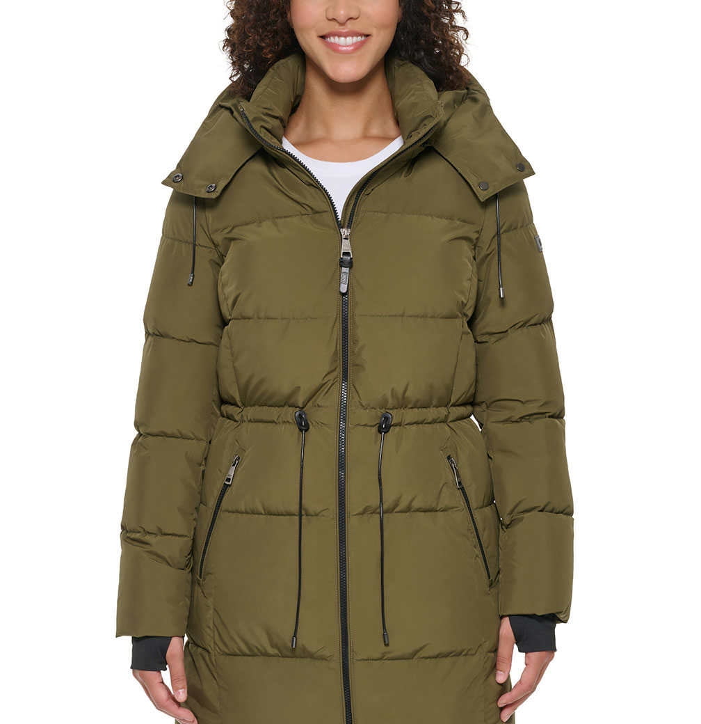 DKNY Women's Long Puffer Parka Jacket (Olive Green, XL) - Walmart.com
