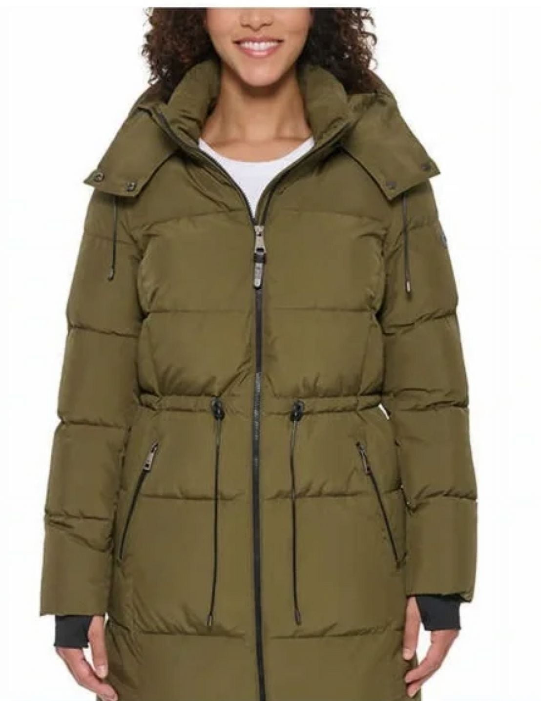 DKNY Women's Long Puffer Detachable Hooded Wind Resistant DKNY Women's Long Puffer Detachable Hooded Wind Resistant