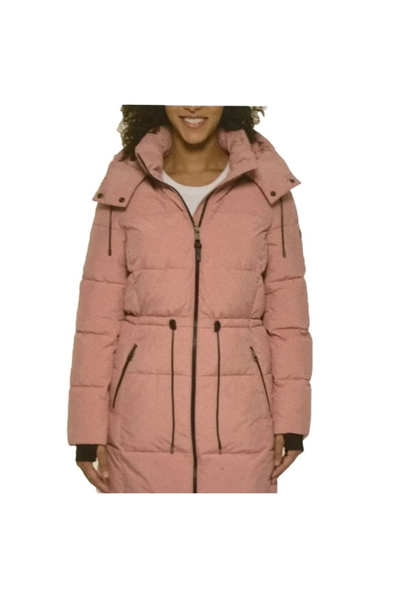 Women's Long Puffer Parka Jacket (Pink, Small)