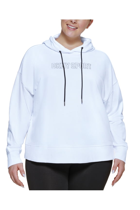 Women's Metallic Logo Cropped Hoodie White Size 2X