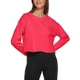 thumbnail image 1 of DKNY Sport Womens Metallic Logo Cropped Sweatshirt Fiery Pink XL, 1 of 2