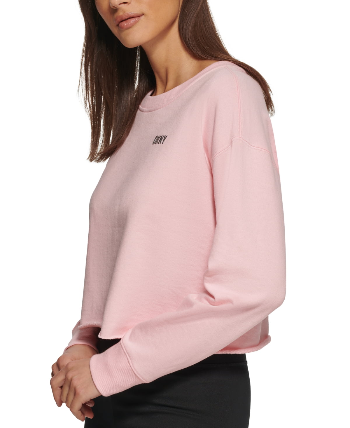 DKNY Women s Metallic Logo Cropped Sweatshirt Pink Size X Small
