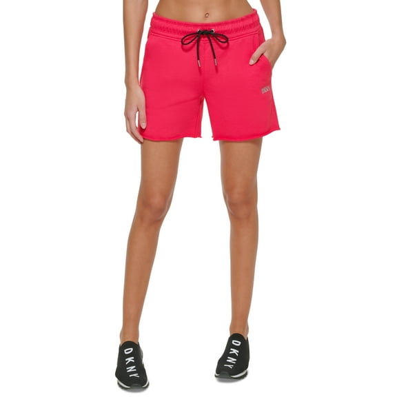 DKNY Sport Womens Metallic Logo Shorts Fiery Pink XL