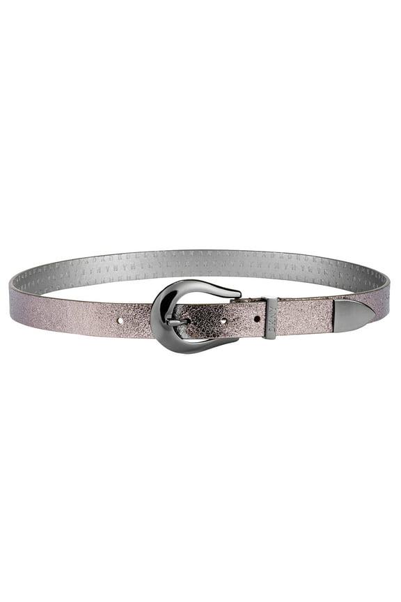 Women’s Metallic Tipped Belt, Gunmetal, Large