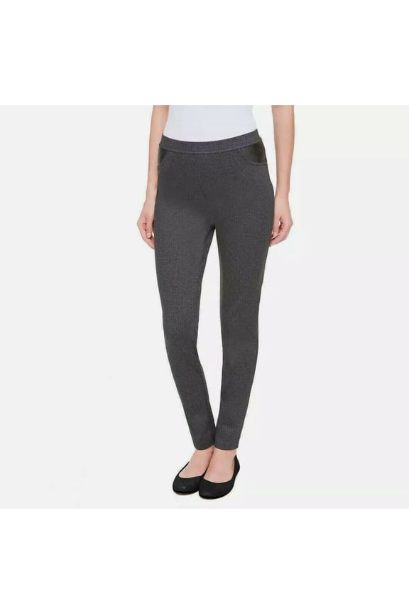 Women's Mid Rise Pull On Ponte Pant, Charcoal XS