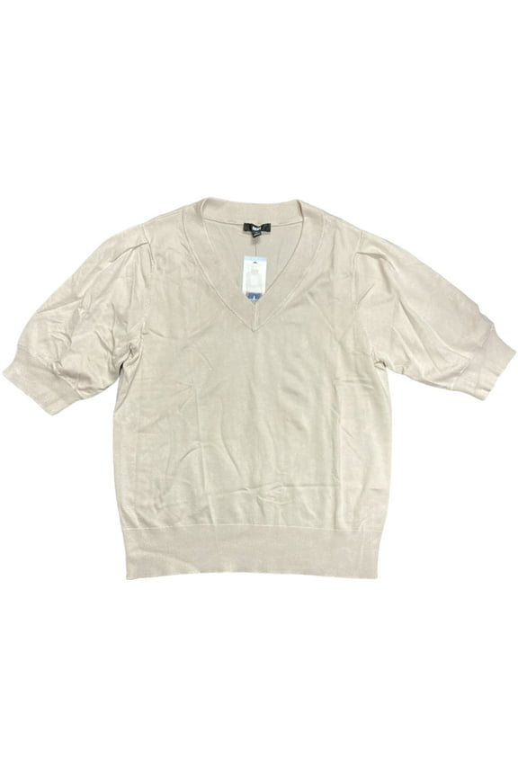 Women's Modern Fit 3/4 Length V Neck Puff Sleeve Sweater (Birch, S)