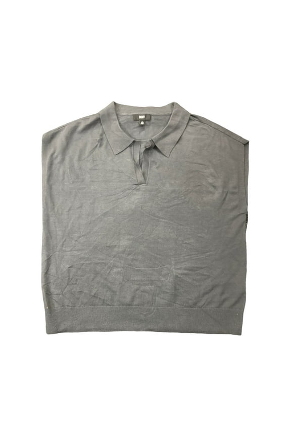 Women's Modern Fit Sleeveless Collared V-Neck Sweater (Dark Grey, S)