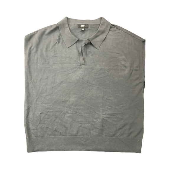 DKNY Women's Modern Fit Sleeveless Collared V-Neck Sweater (Dark Grey, S)