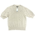 thumbnail image 1 of DKNY Women's Modern Fit 3/4 Length V Neck Puff Sleeve Sweater (Birch, XS), 1 of 2