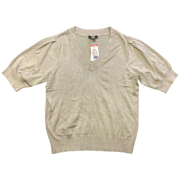 DKNY Women's Modern Fit 3/4 Length V Neck Puff Sleeve Sweater (Ouj, XXL)