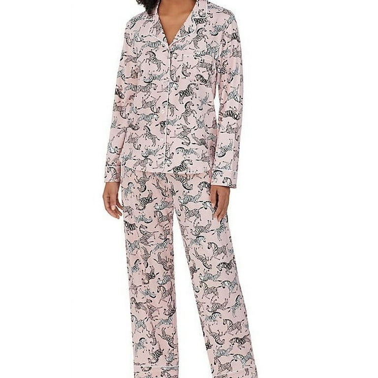 Women's Zebra Notch Collar Cotton Blend Pajama Set