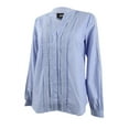 thumbnail image 1 of DKNY Women's Pleated Ladder-Trim Shirt (M, Oxford), 1 of 2