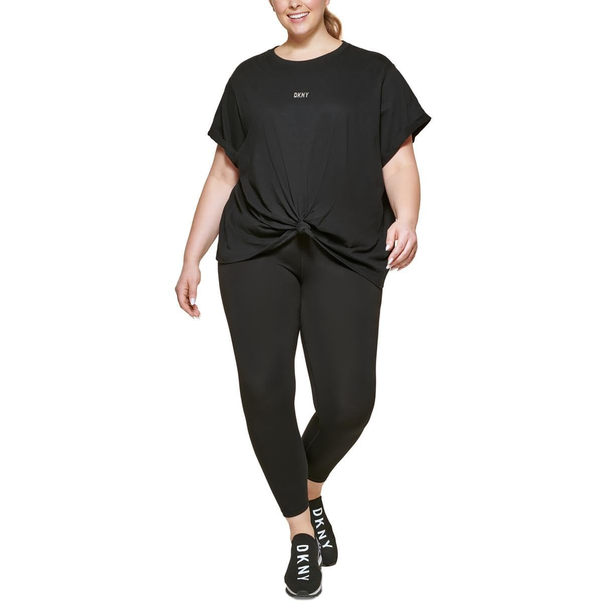 DKNY Sport Womens Plus Tee Fitness Pullover Top 