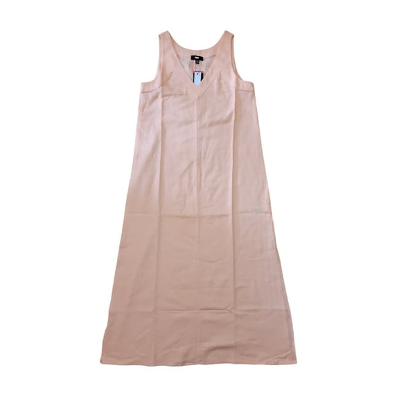 DKNY Women's Breathable Side Slits Pullover Soft Linen A Line Summer Dress (Flamingo, L)