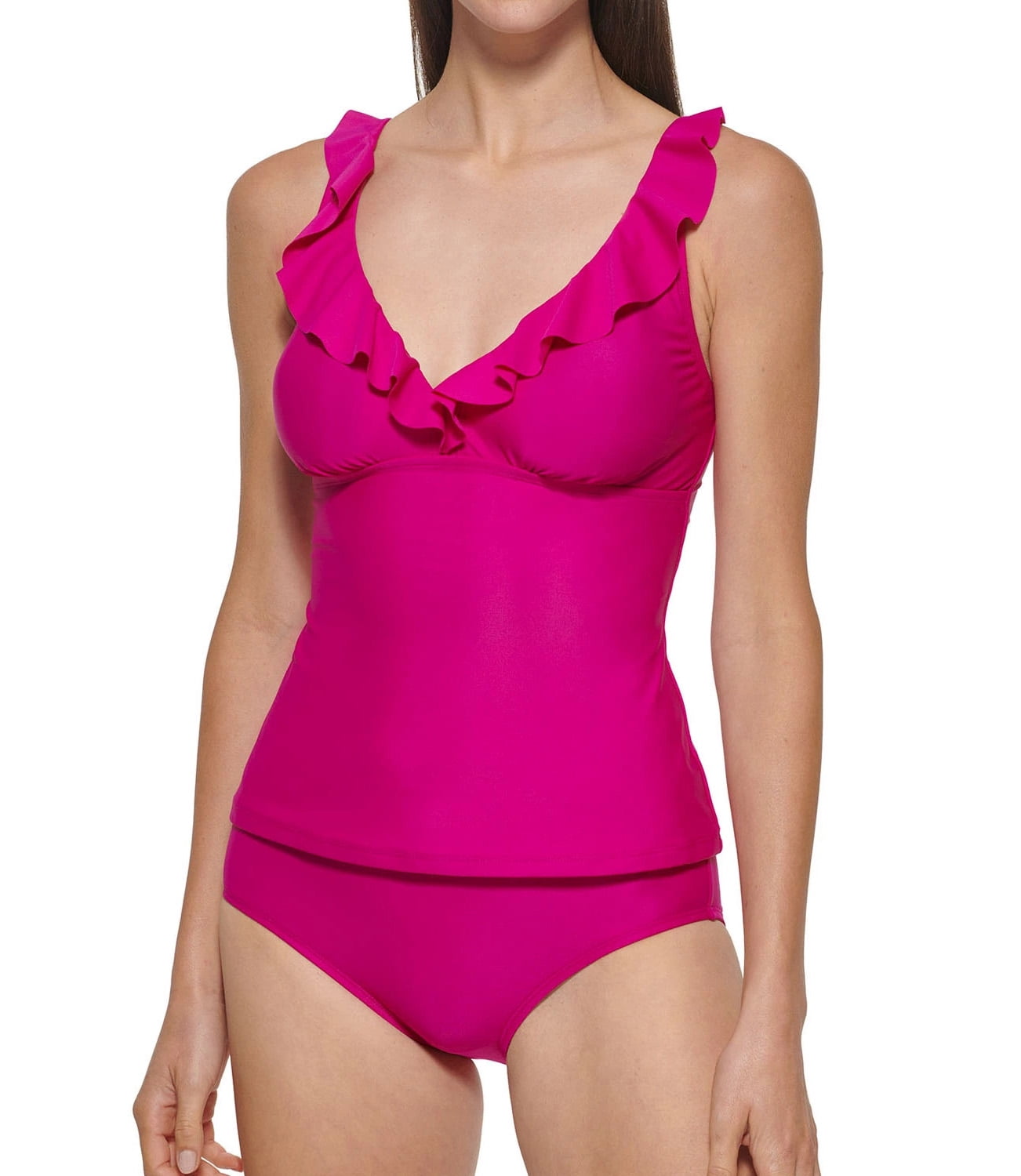DKNY Women's Bathing Suits, 2 Piece Ruffled Tankini Swimsuit