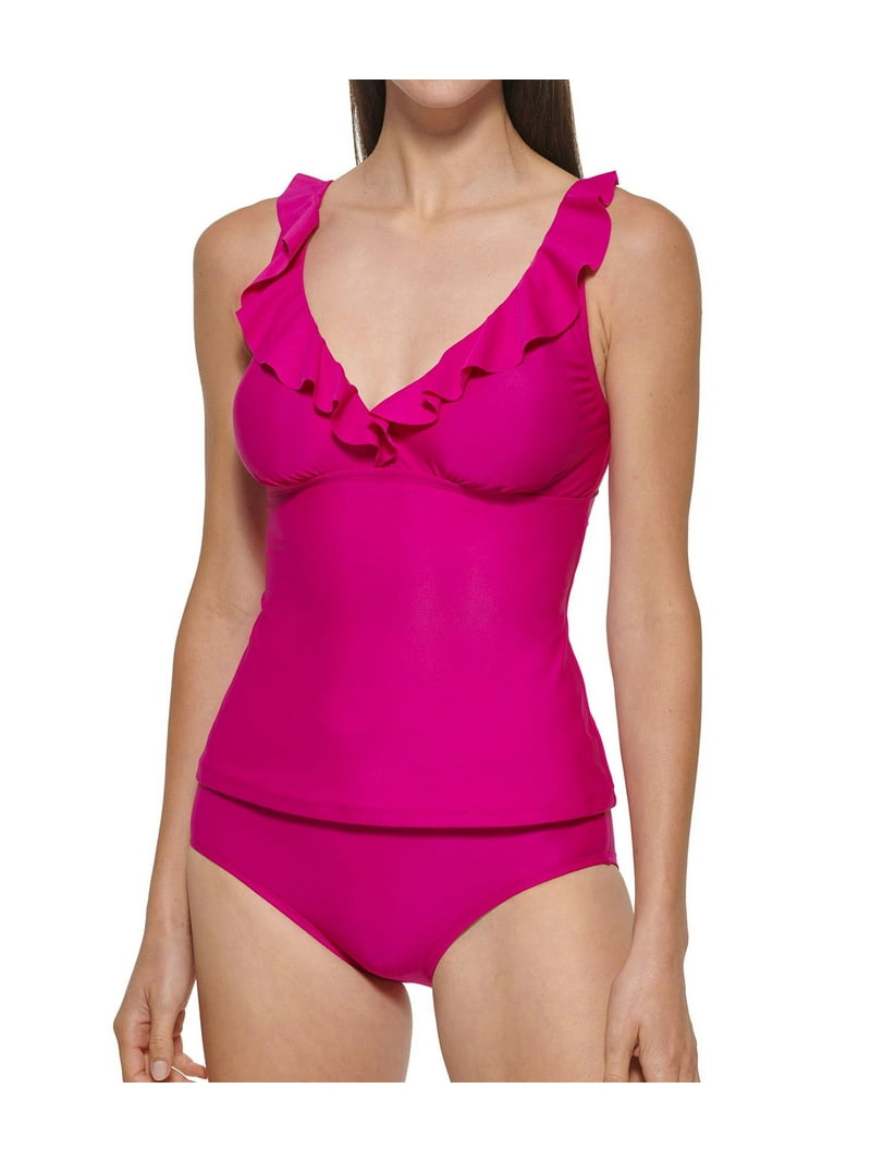 DKNY Women's Bathing Suits, 2 Piece Ruffled Tankini Swimsuit