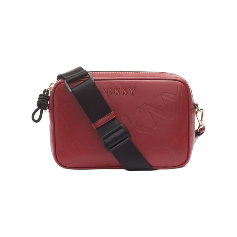 DKNY Women's Red Printed Faux Leather Adjustable Strap Shoulder Bag 