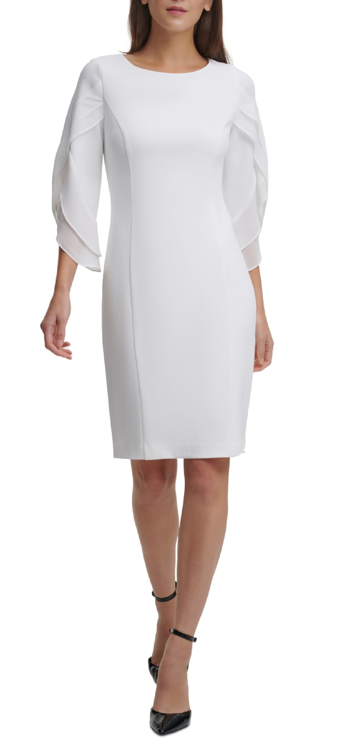 dkny white dress Frayed Linen Maxi | A-Line Dress front button fastening DKNY Women's Dresses, Half Sleeve,