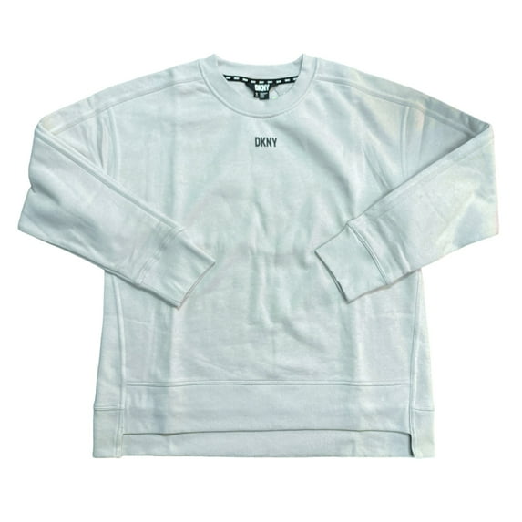 DKNY Women's Soft Long Sleeve Crewneck Comfy Fleece Sweatshirt (Skyway Blue, S)