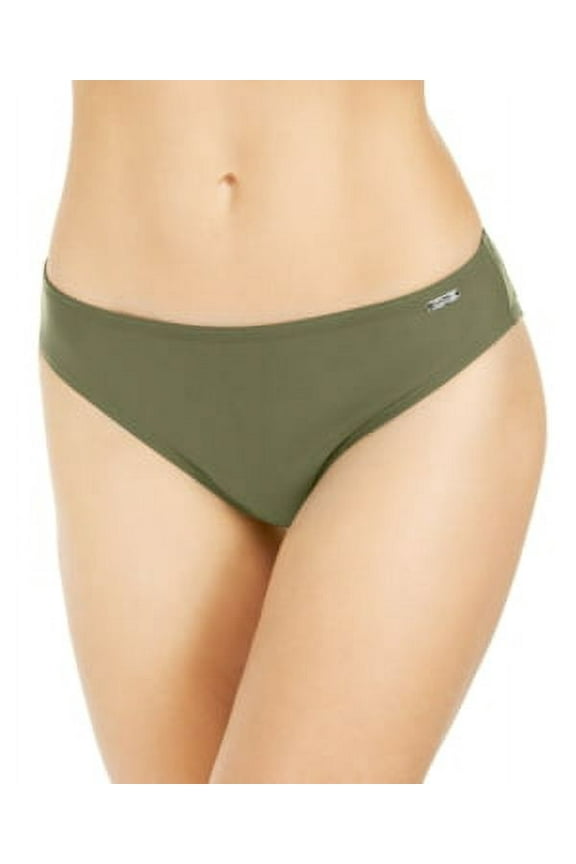 Women's Solid Hipster Bikini Swim Bottom Green Size Medium