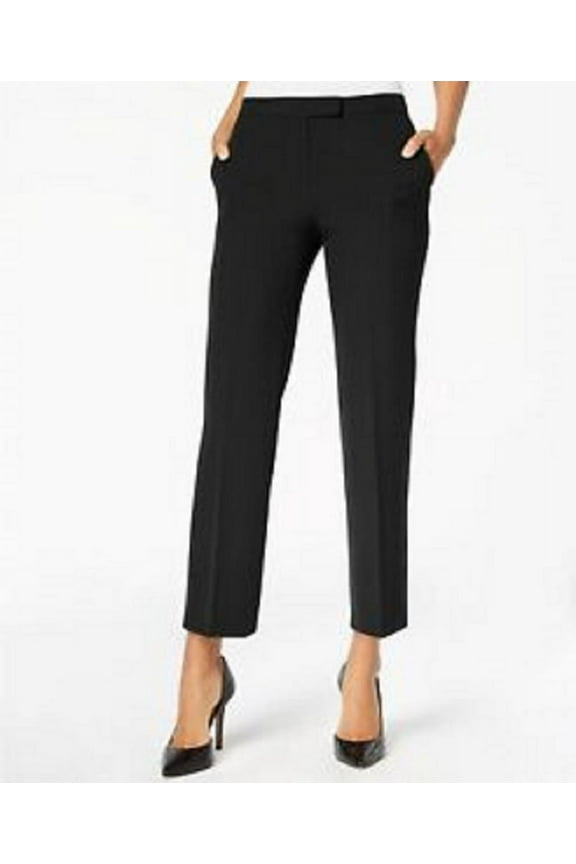 Women's Stretch Crepe Essex Straight Leg Dress Pants Black Size 4