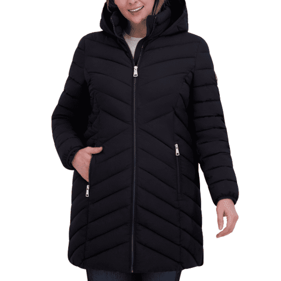 DKNY Women's Outerwear Puffer Coat Black, Large