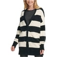 thumbnail image 1 of DKNY Women's Striped Cardigan Black Size Small, 1 of 3