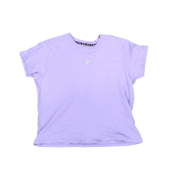 DKNY Women's T-Shirt Metallic Logo Top Tulip Silver M New