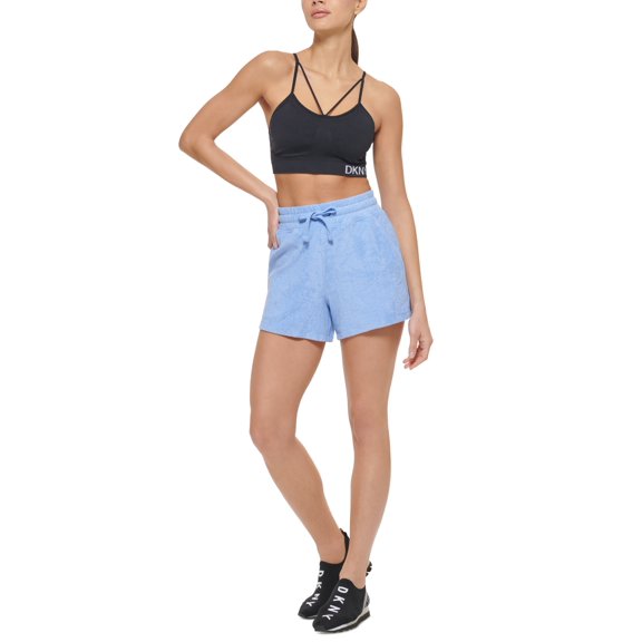 DKNY Sport Womens Terry Cloth Relaxed Shorts Hydrangea S