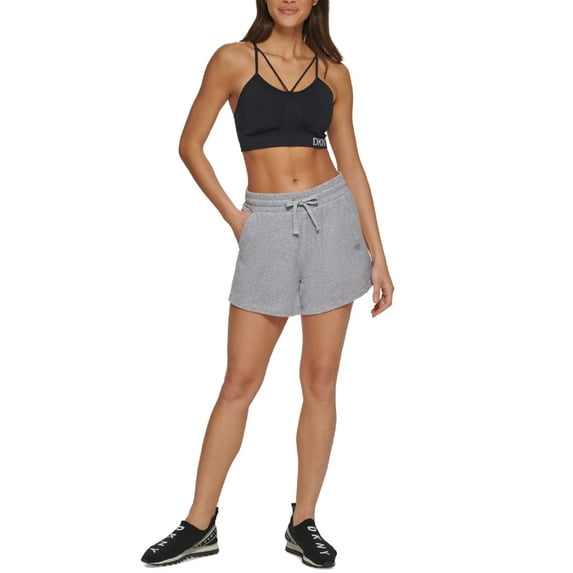 DKNY Sport Womens Terry Cloth Relaxed Shorts Grey Heather XL