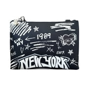 DKNY Womens Tinsley Graffiti-Print Logo-Embossed Small Crossbody Bag Black
