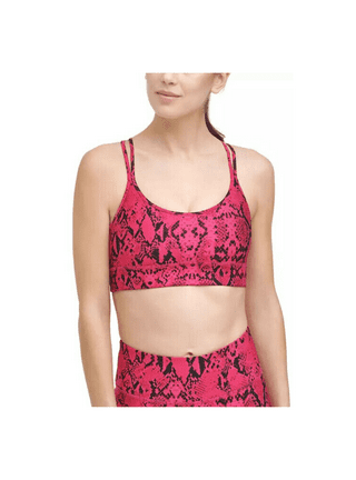 DKNY Sport Women's Sports Bra Leopard Print Low-Impact V-Neck Pink