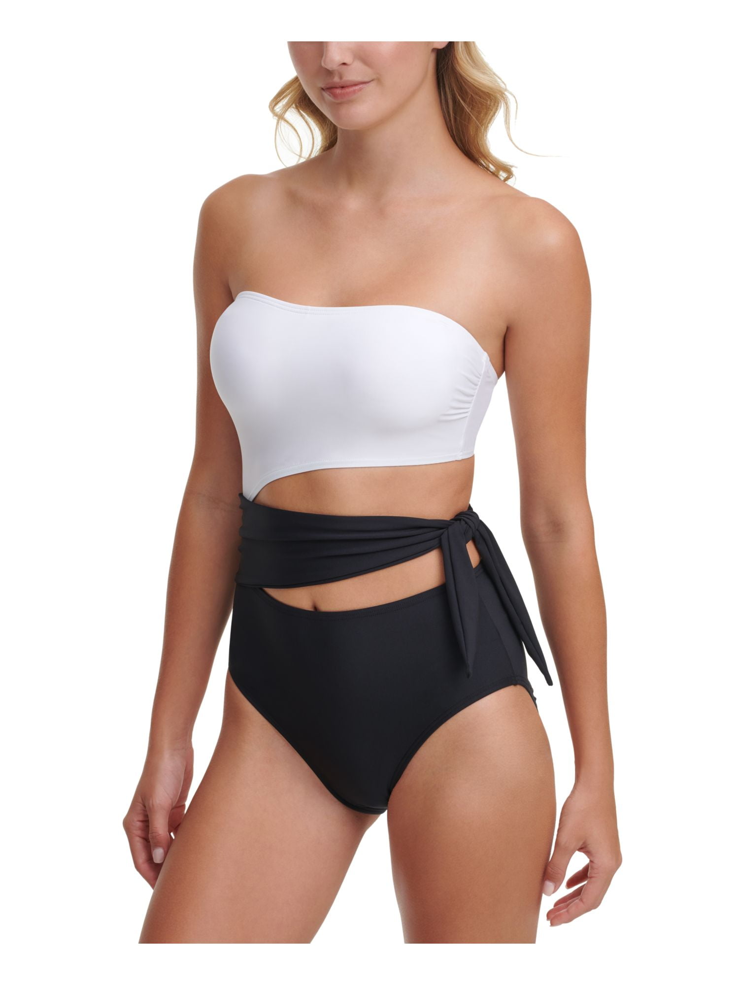 dkny one shoulder convertible swim dress