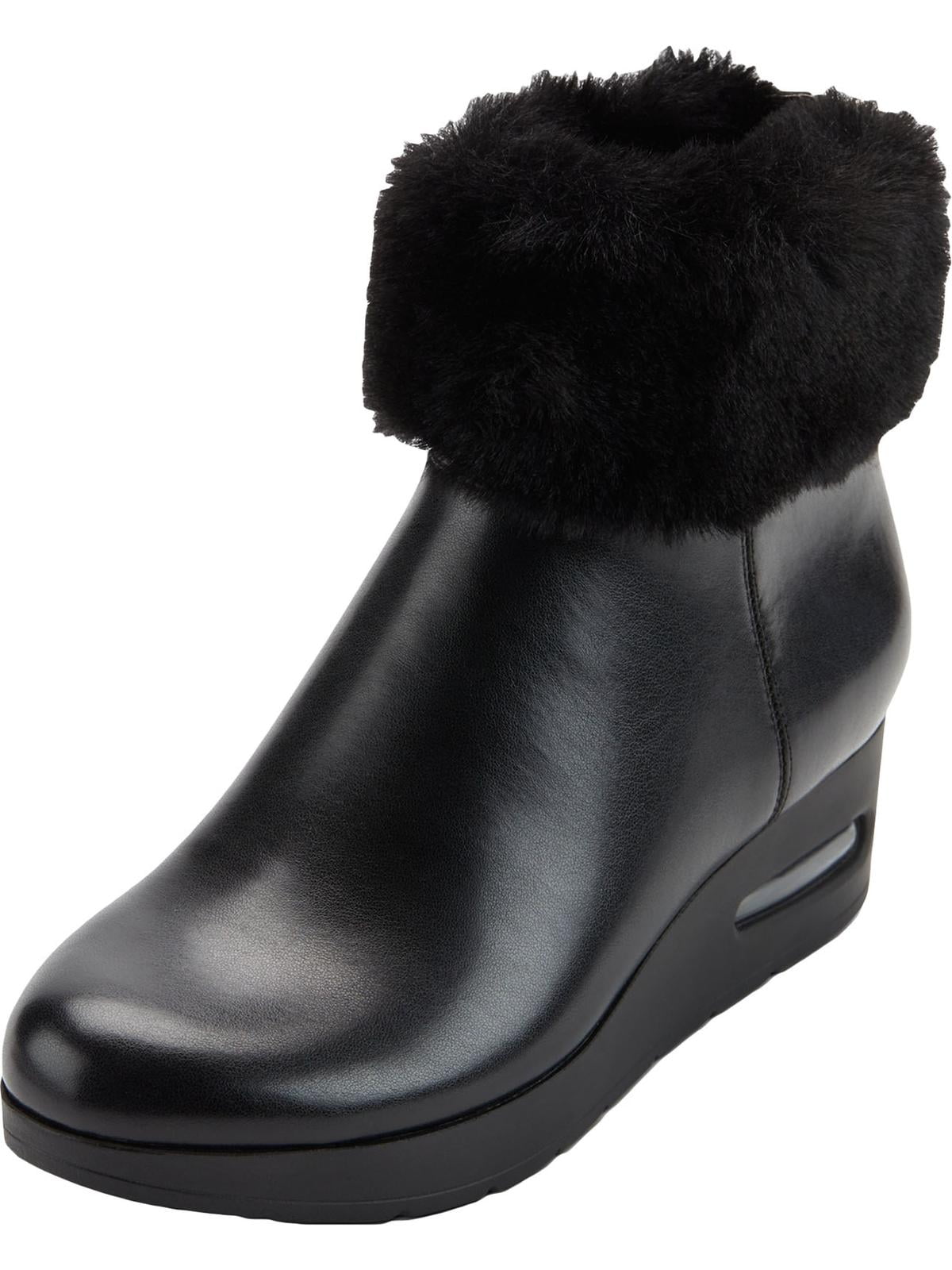 DKNY Womens Abri Faux Leather Faux Fur Lined Booties