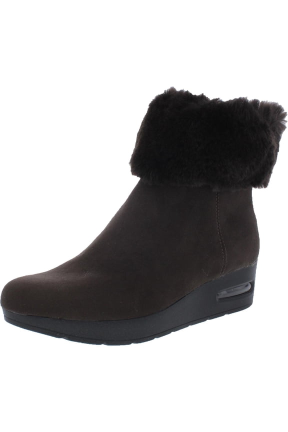 Womens Abri Faux Suede Faux Fur Booties Brown 7 Medium (B,M)