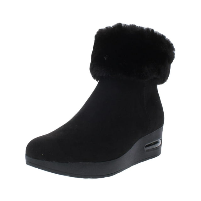 DKNY Womens Abri Faux Suede Faux Fur Booties