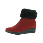 DKNY Womens Abri Faux Suede Faux Fur Booties