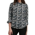 thumbnail image 1 of DKNY Womens Abstract Print Button Down Blouse, Black, X-Small, 1 of 4