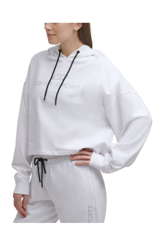 Womens Activewear Sport Rhinestone Logo Cotton Hoodie;Medium