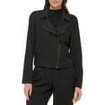 thumbnail image 1 of Women's Crinkled Asymmetric Front-Zip Moto Jacket Black M, 1 of 2