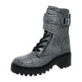 thumbnail image 1 of DKNY Womens Basia Leather Metallic Combat & Lace-up Boots, 1 of 3
