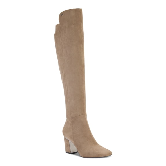 DKNY Womens Beige Cilli Square Toe Block Heel Zip-Up Dress Boots 7 M