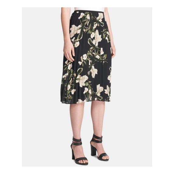 DKNY Womens Black Floral Circle Skirt 16